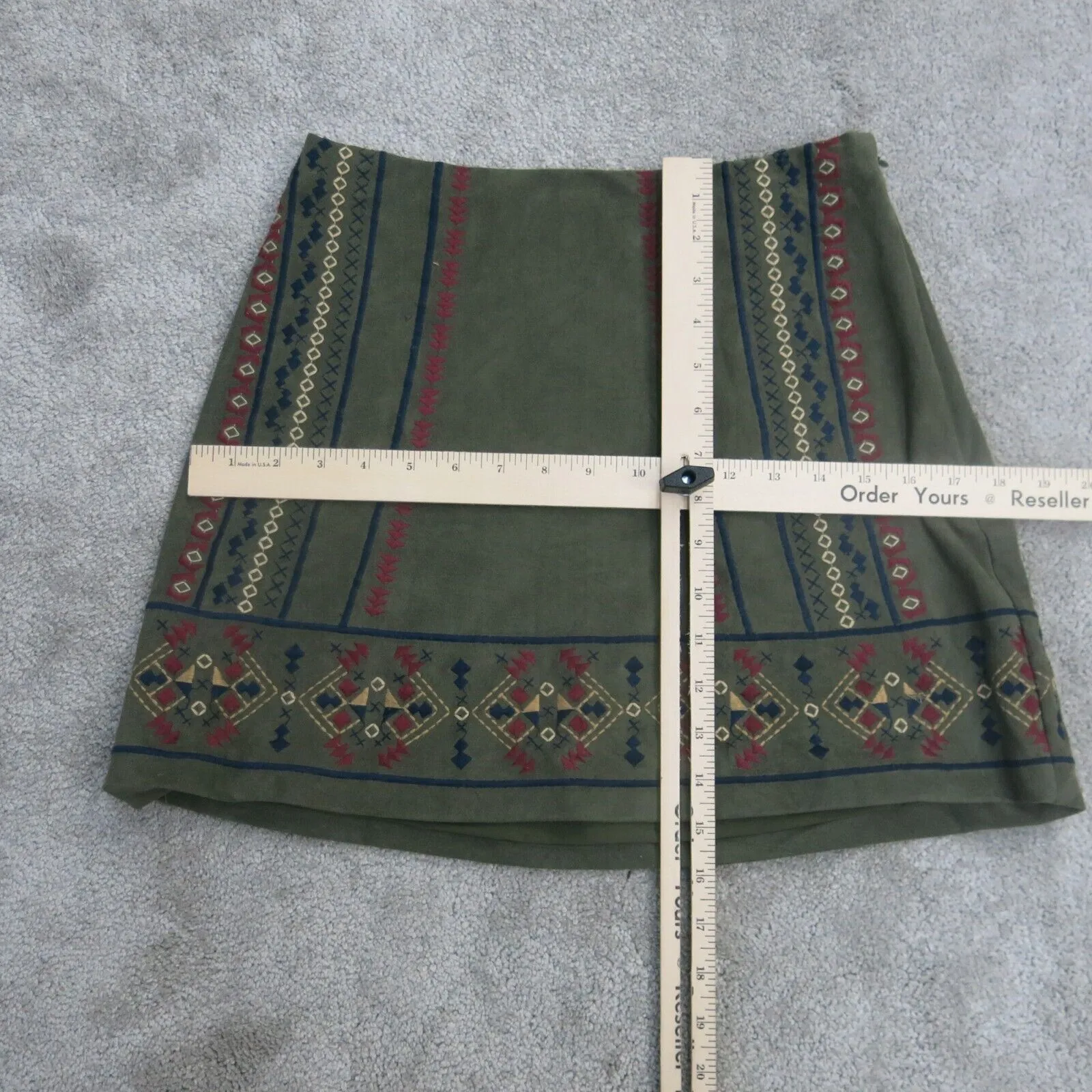 Abercrombie & Fitch Skirt Womens 2 Olive Green Aztec Mini Skirts Embroidered