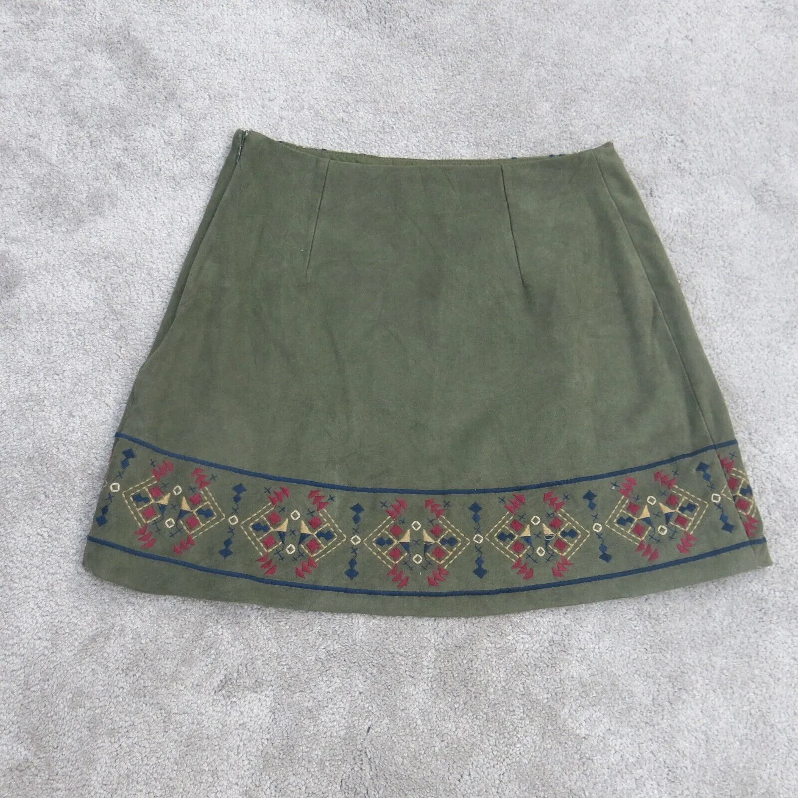 Abercrombie & Fitch Skirt Womens 2 Olive Green Aztec Mini Skirts Embroidered