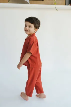 Air Red Linen Trousers