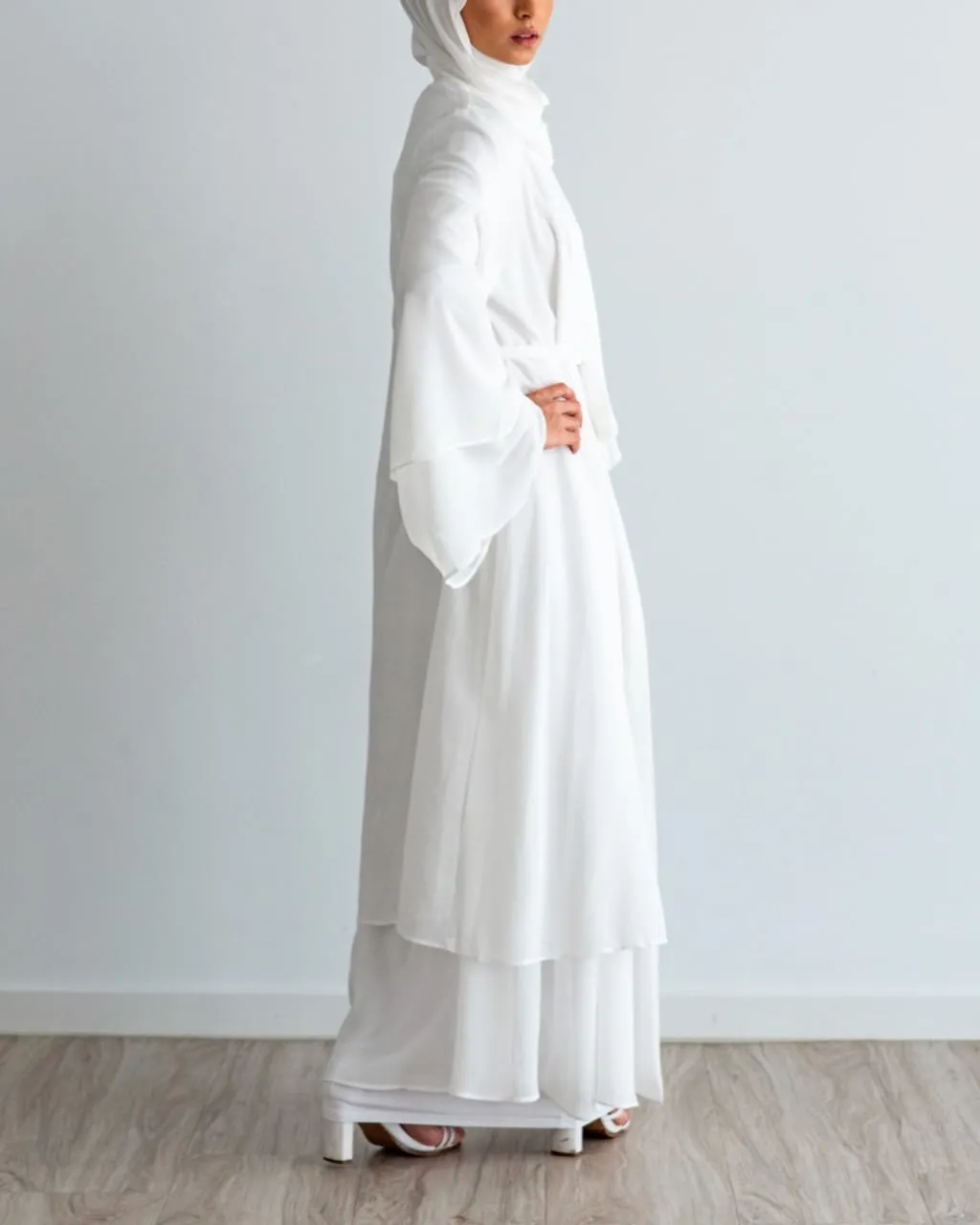Aisha Abaya with Hijab - White