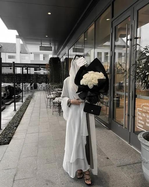 Aisha Abaya with Hijab - White