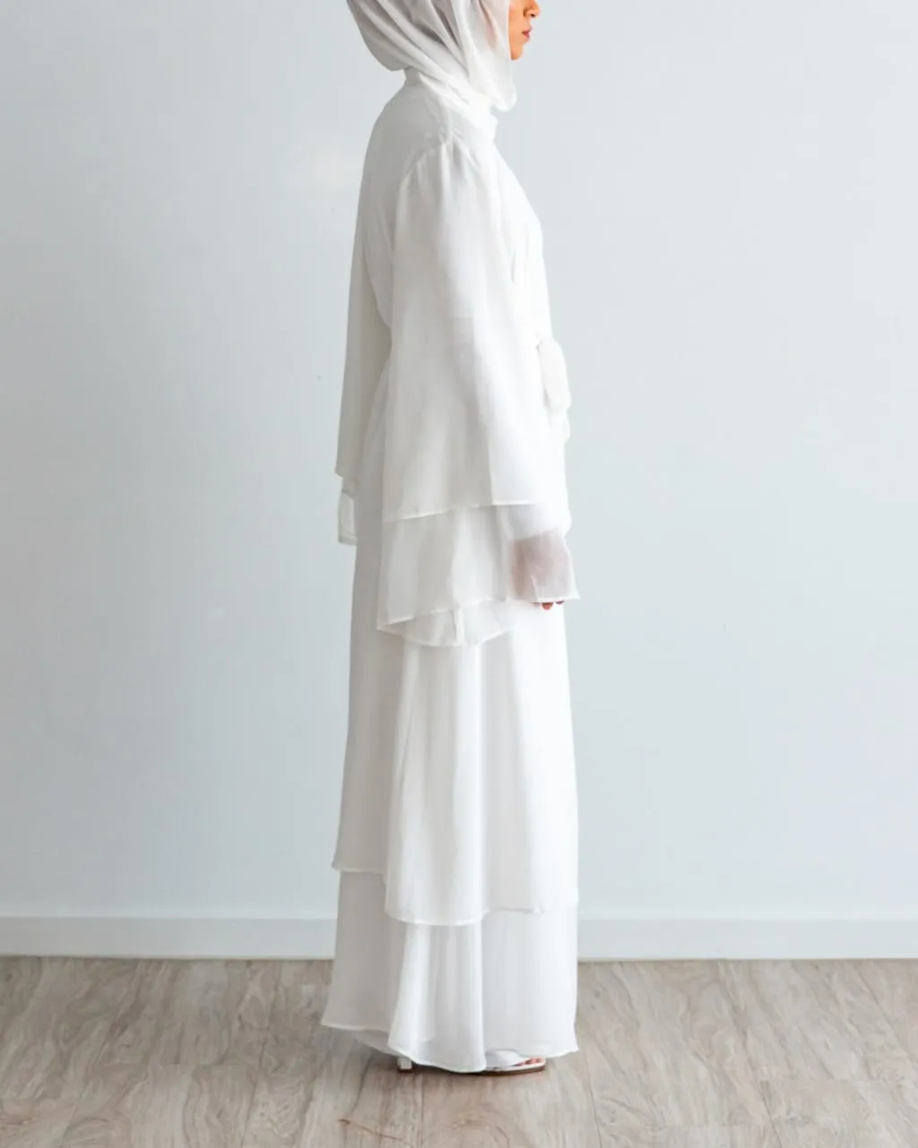 Aisha Abaya with Hijab - White
