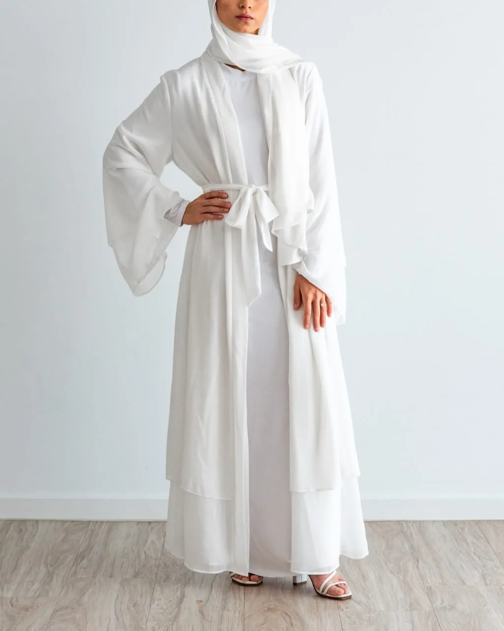 Aisha Abaya with Hijab - White
