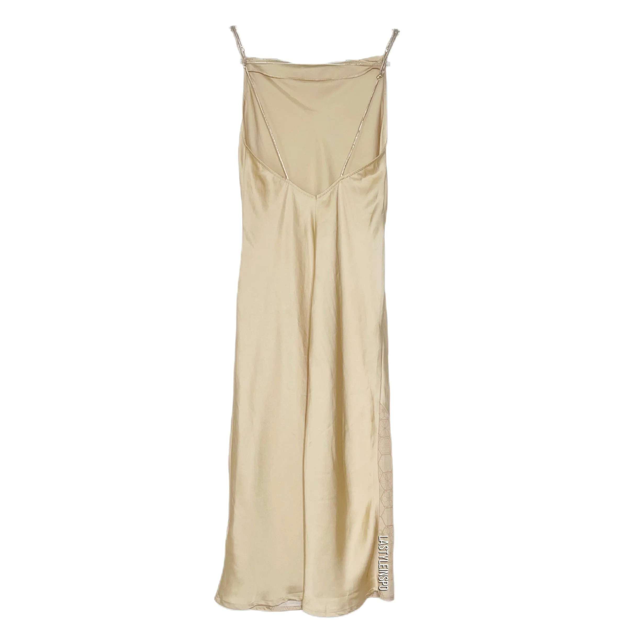Amateras Satin Maxi Dress Nude Beige Japan Size Small