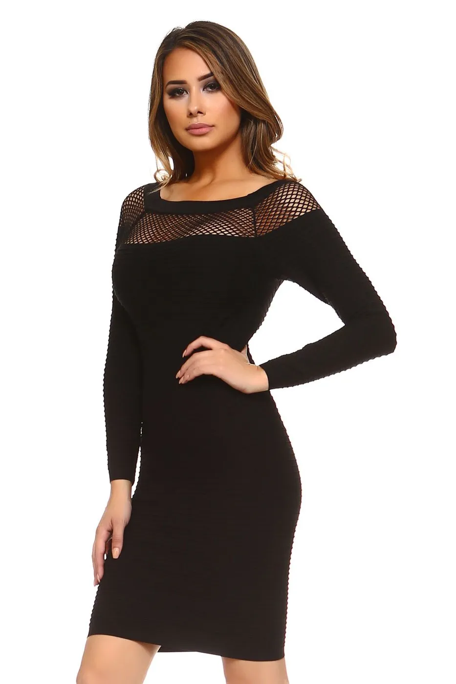 Bad and Bandage Mesh Inset Bodycon Dress