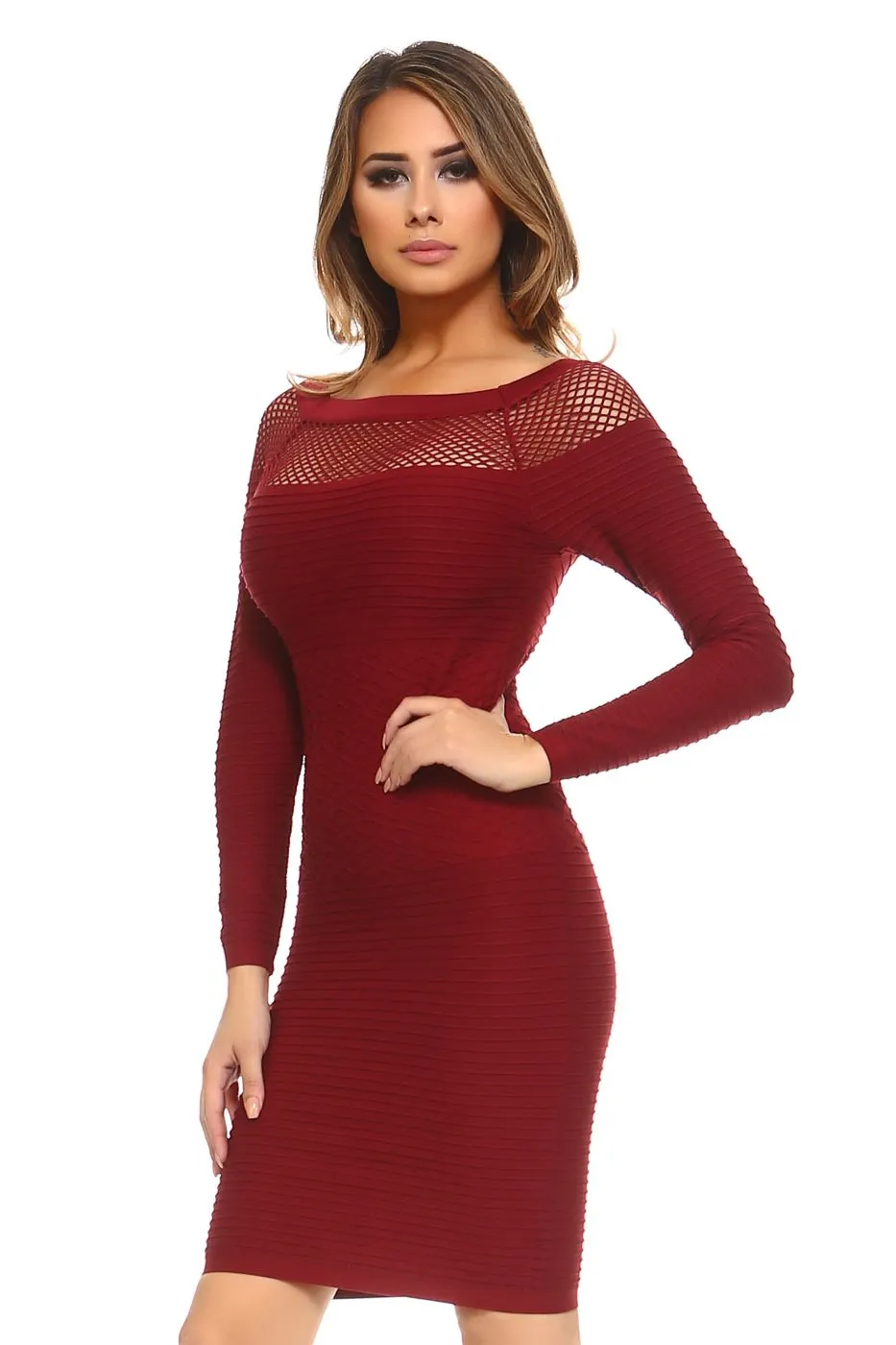 Bad and Bandage Mesh Inset Bodycon Dress