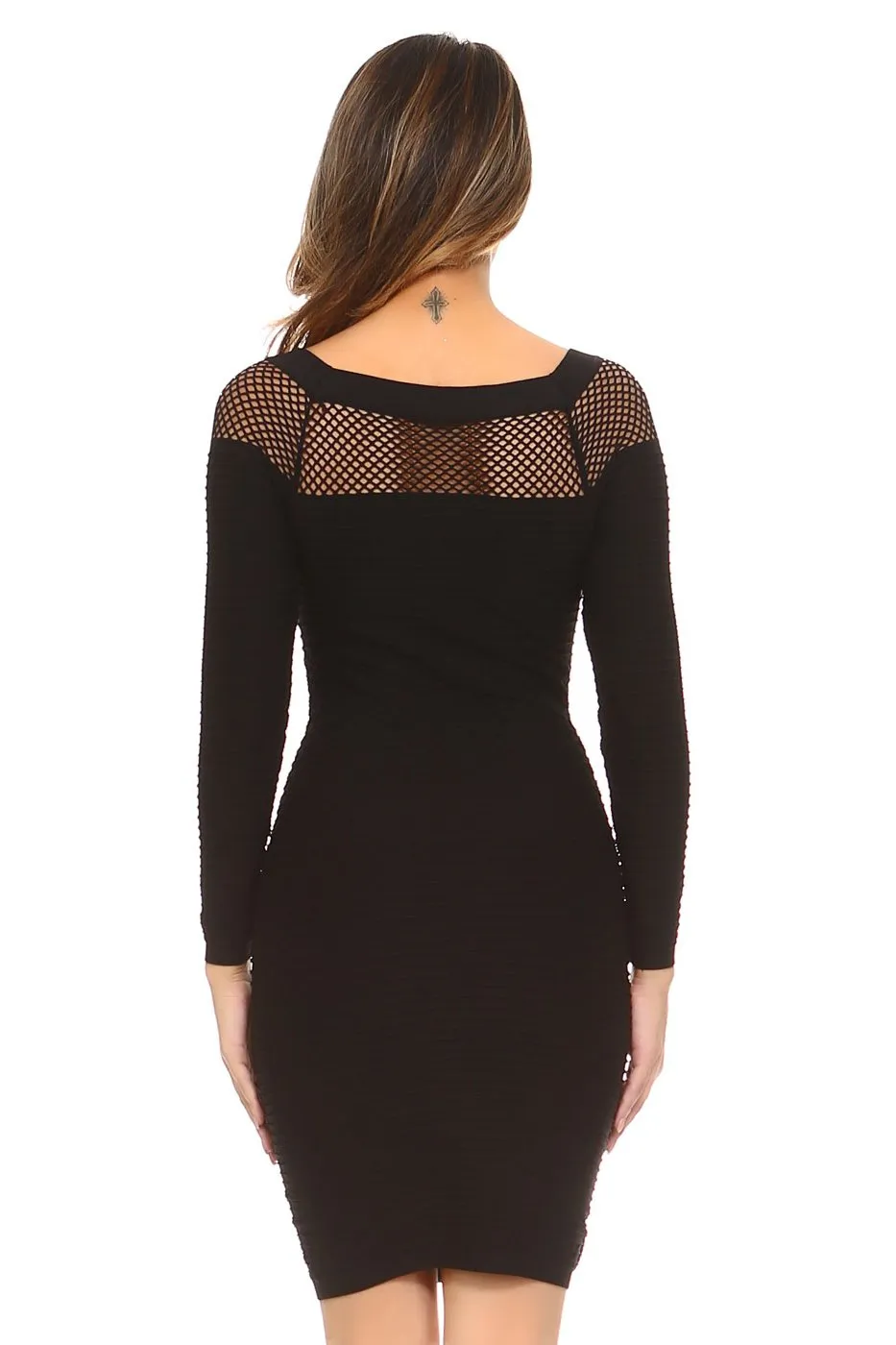 Bad and Bandage Mesh Inset Bodycon Dress
