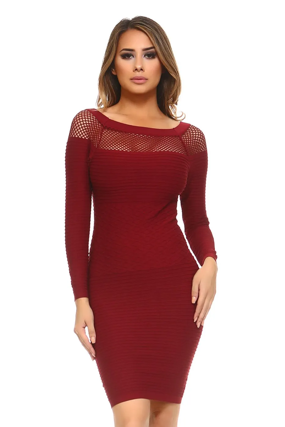Bad and Bandage Mesh Inset Bodycon Dress