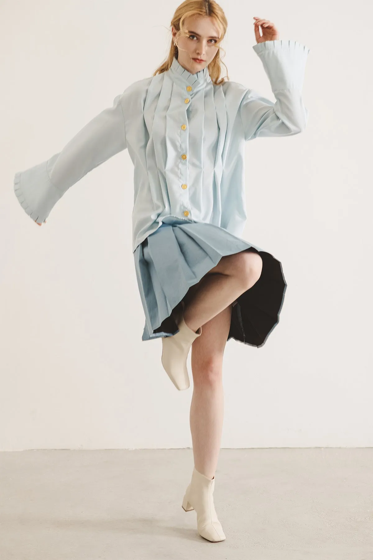 Beillone Belted Pleated Skirt