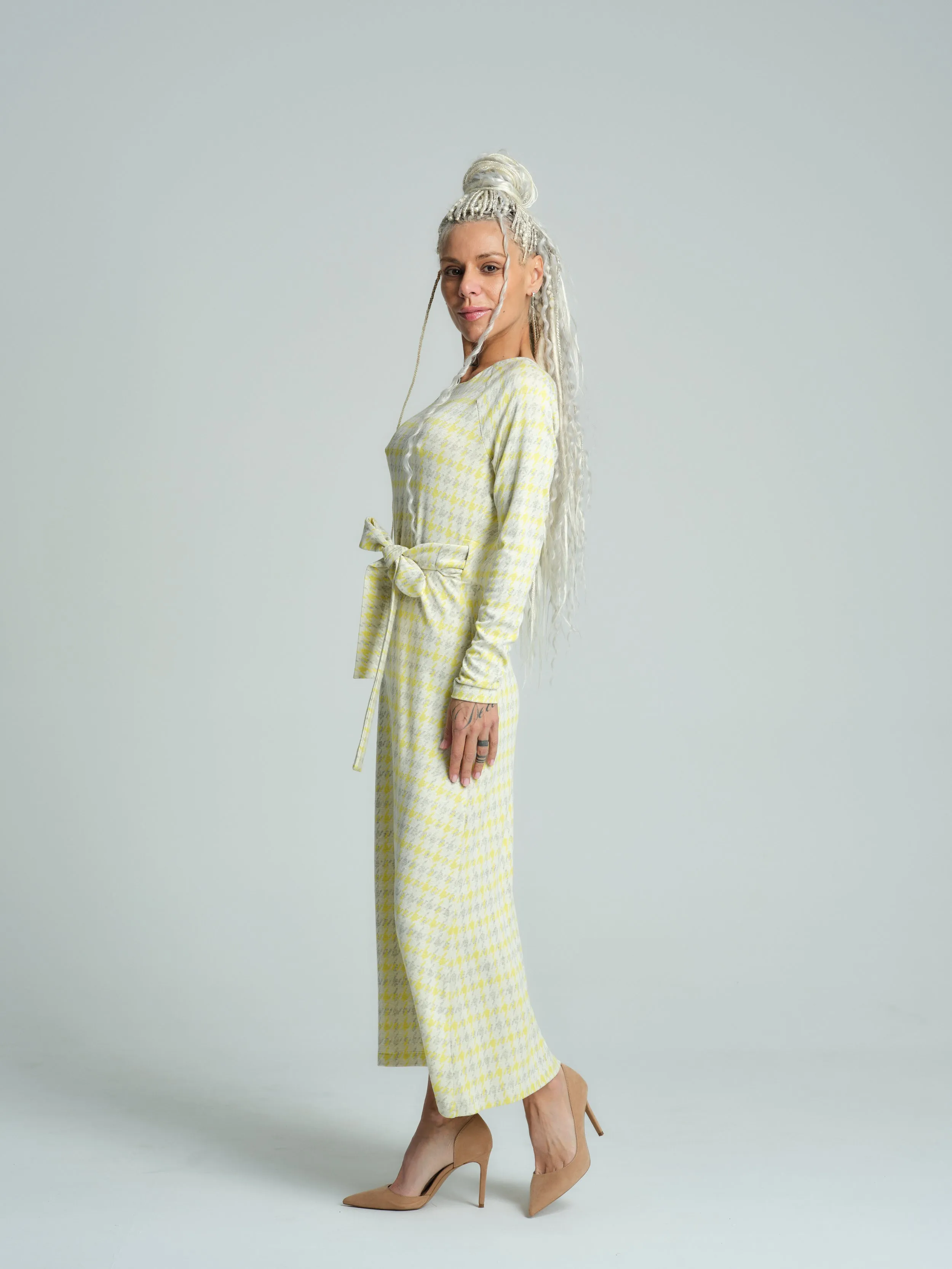 Belted Plaid Maxi Dress