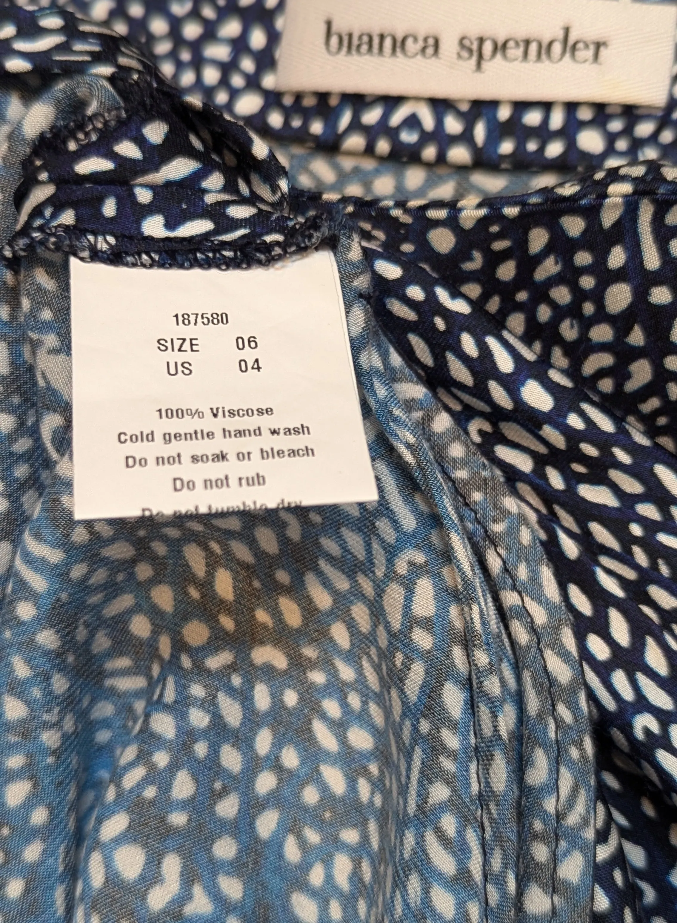 Bianca Spender Silky Blue & White Wrap Dress