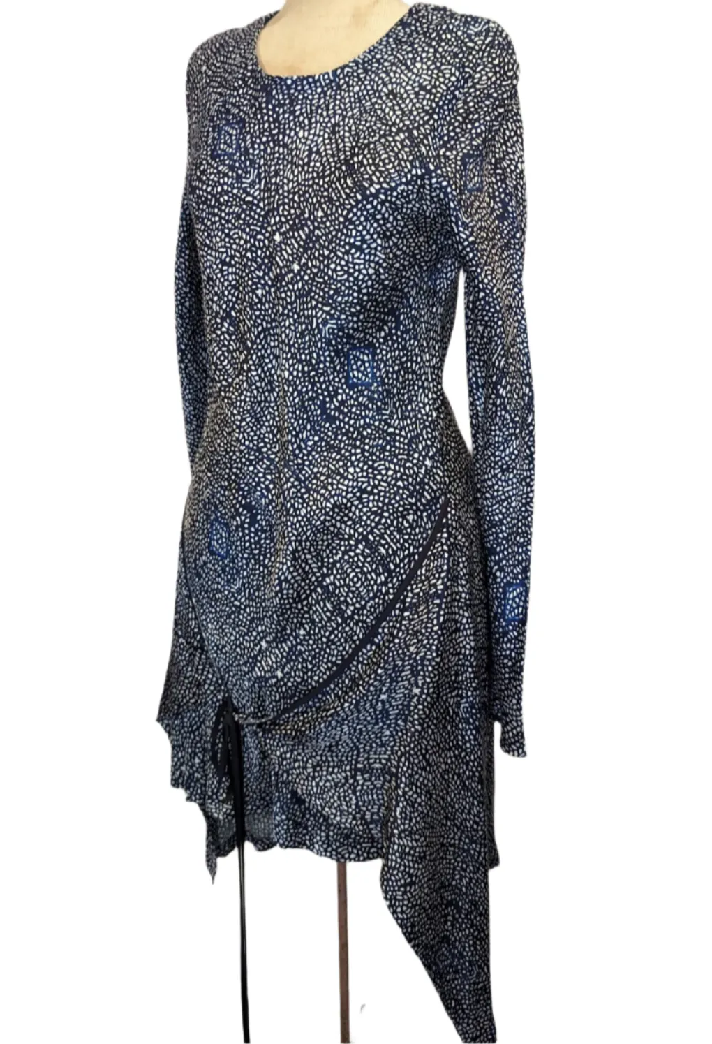 Bianca Spender Silky Blue & White Wrap Dress