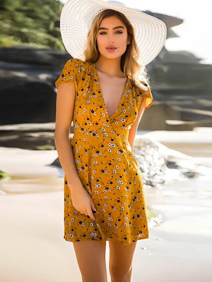 Bohemian Flower Wrap Dress
