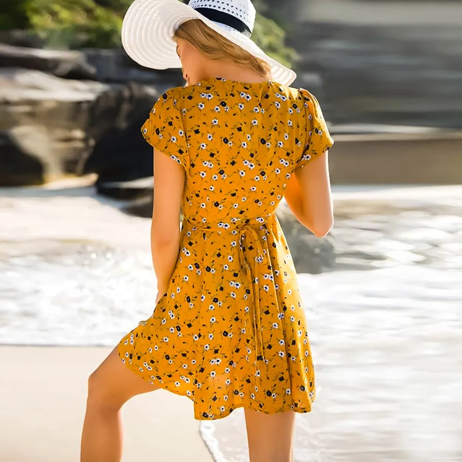 Bohemian Flower Wrap Dress