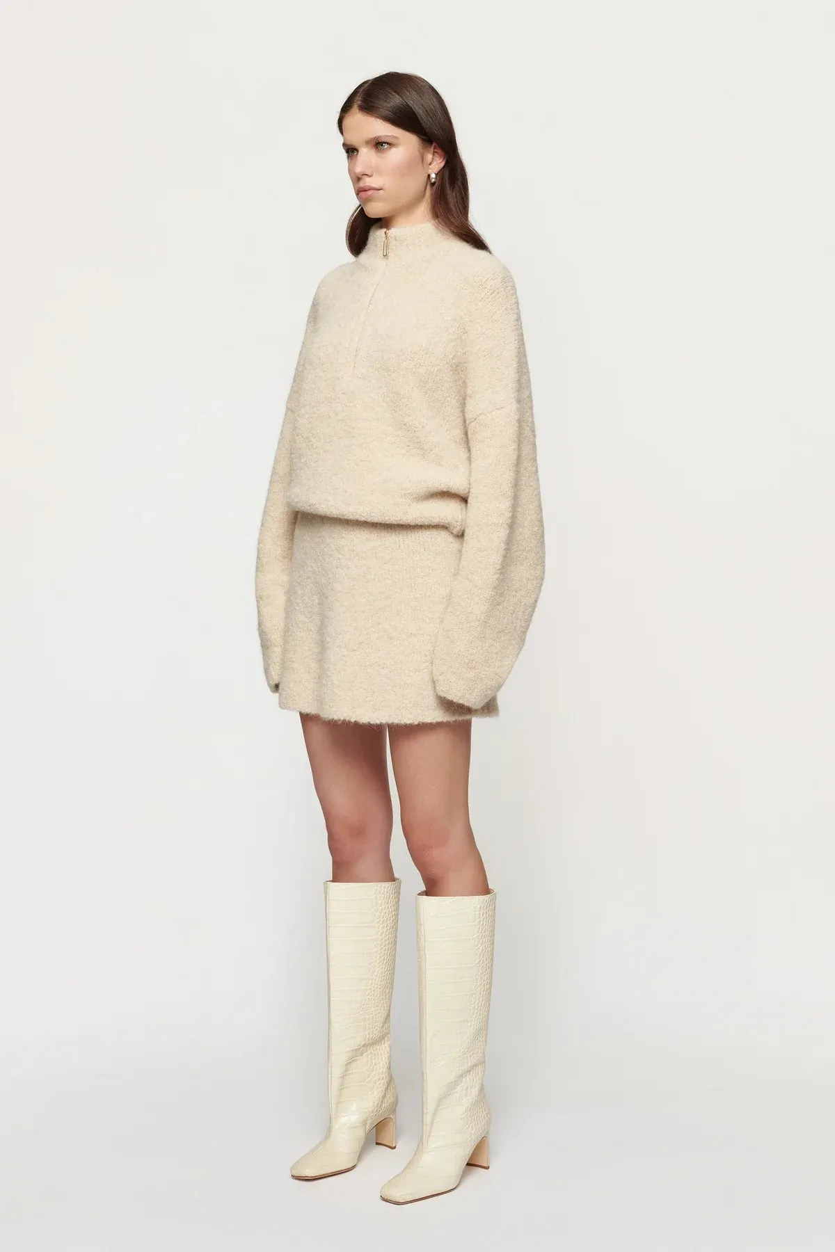 Boyd Boucle Half Zip, Alabaster