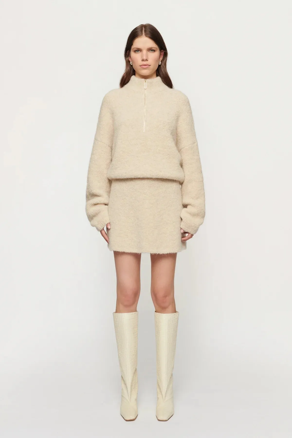 Boyd Boucle Half Zip, Alabaster