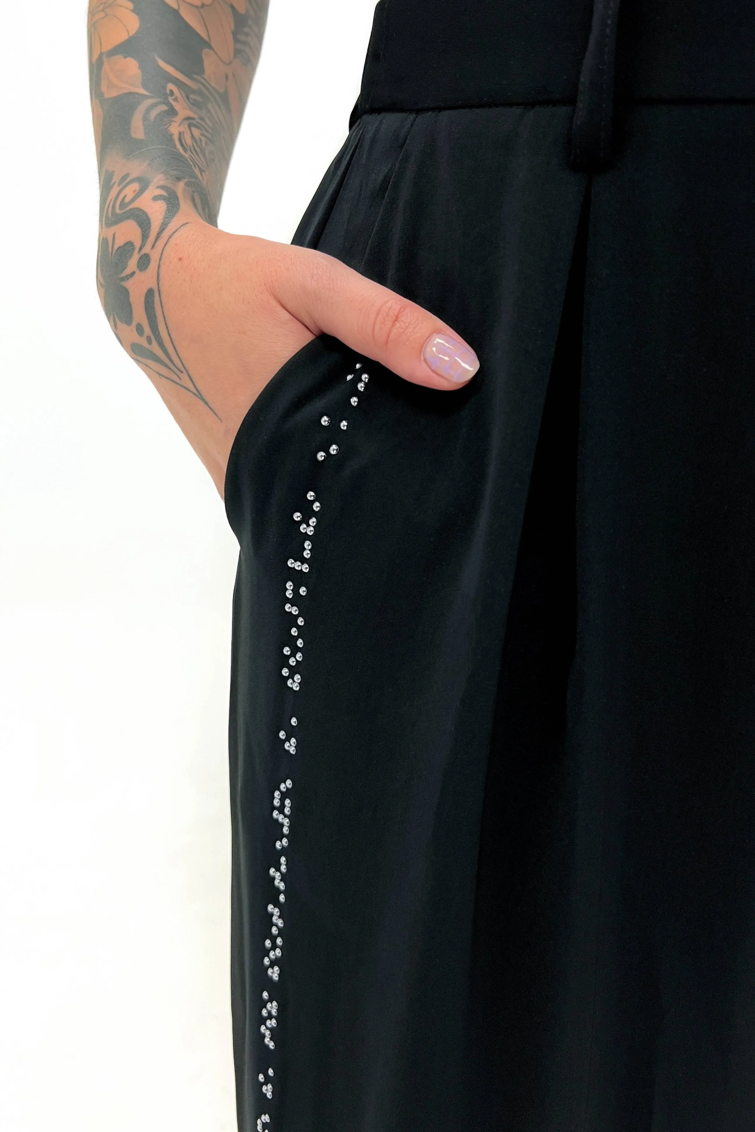 Braille Pants: Black Wide Leg