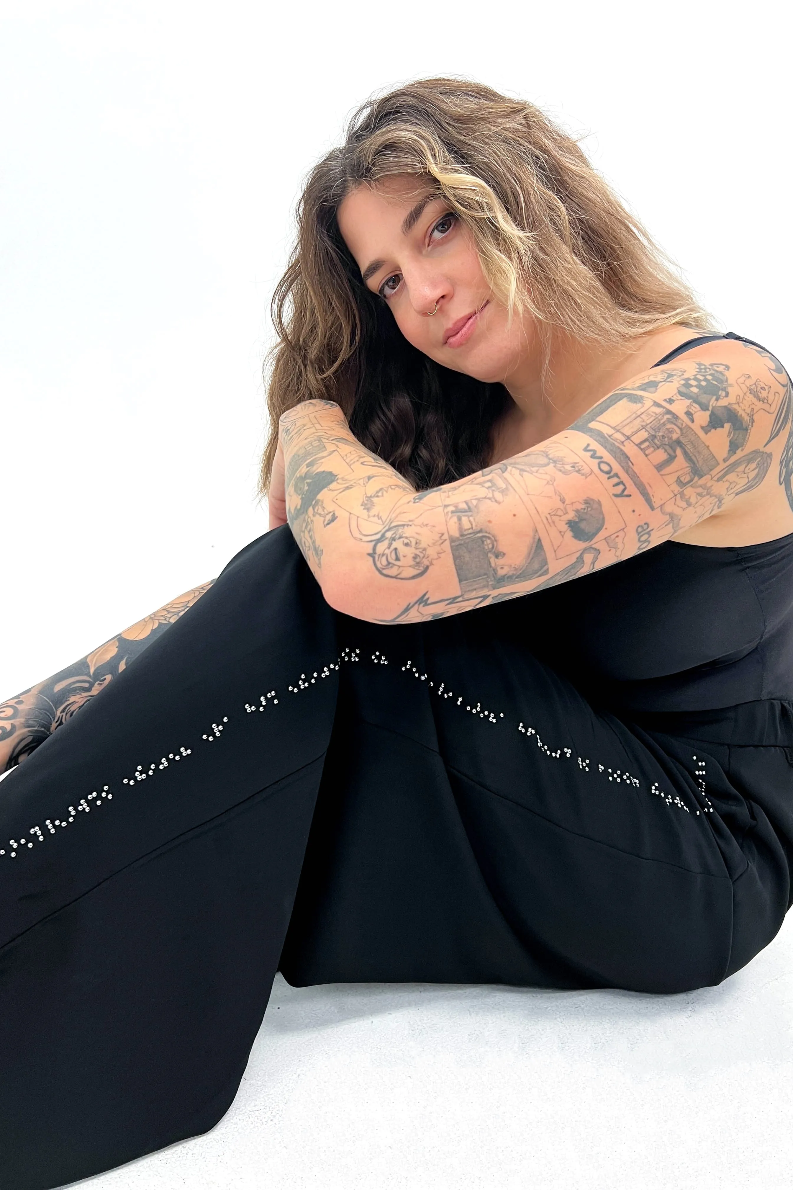 Braille Pants: Black Wide Leg