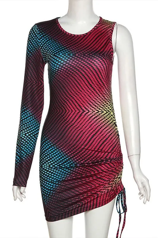 BX393 Dot Print Bodycon Mini Dress
