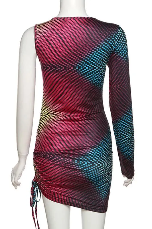 BX393 Dot Print Bodycon Mini Dress