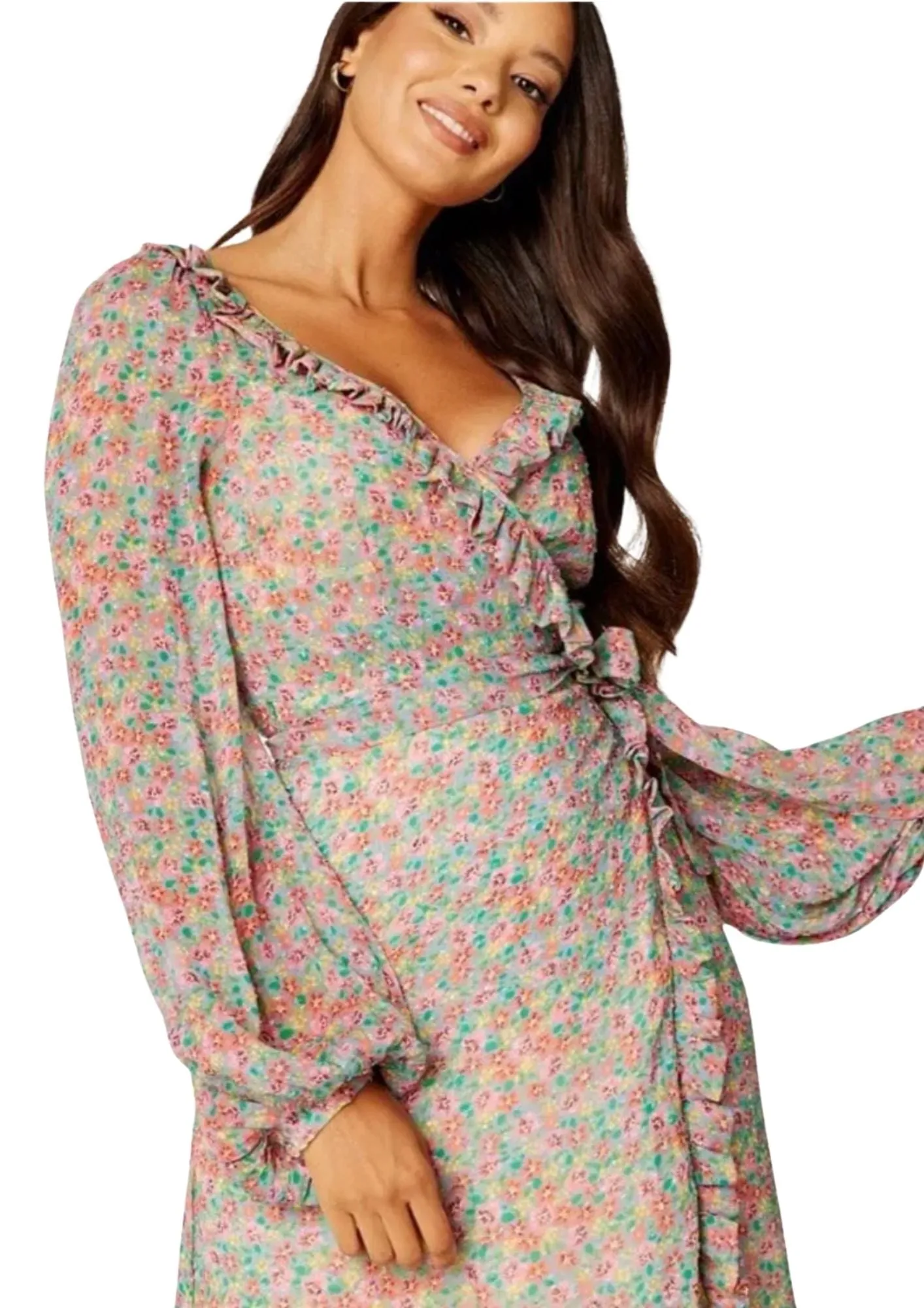 BYTIMO - Multicolour Wrap Maxi Dress