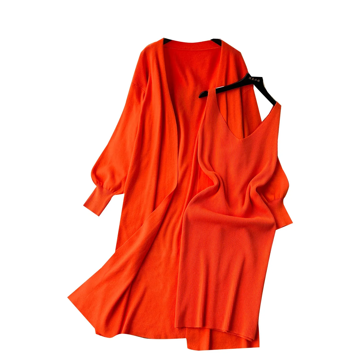 Cope Cardigan&Slip Dress Knitted 2Pcs