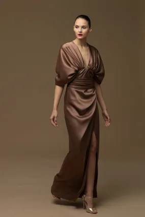 Draped Fitted Skirt with Batwing Sleeves