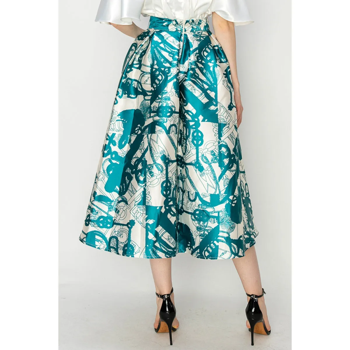 Grace Skirt in Teal & White