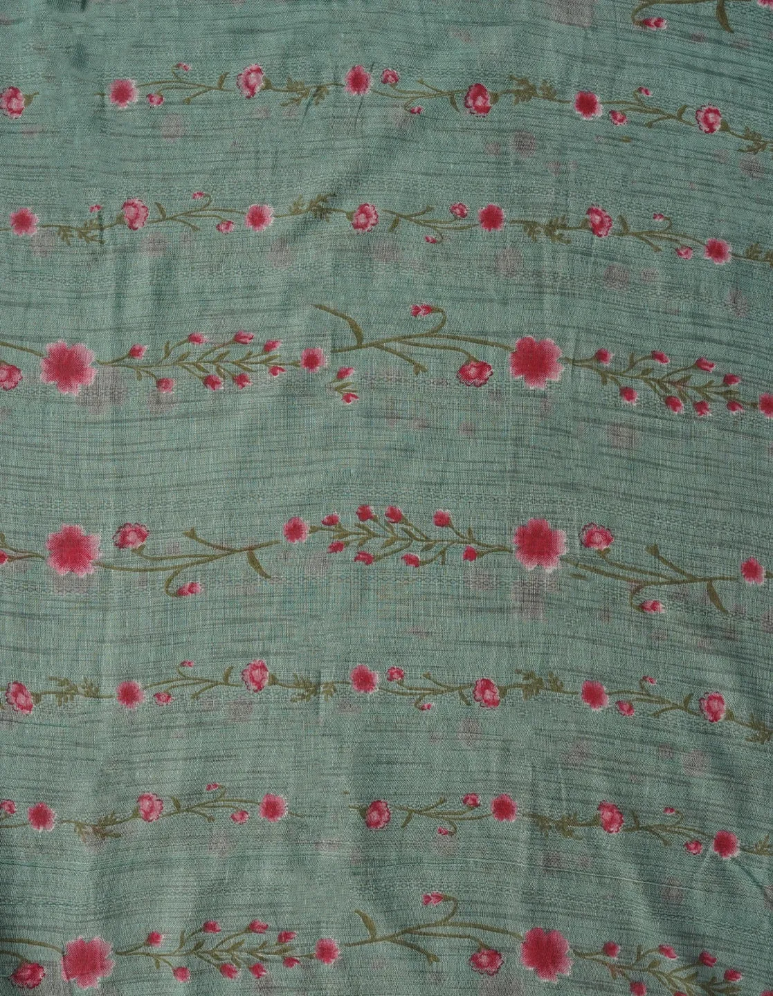 Green Embroidered Pure Cotton Dress Material with Dupatta