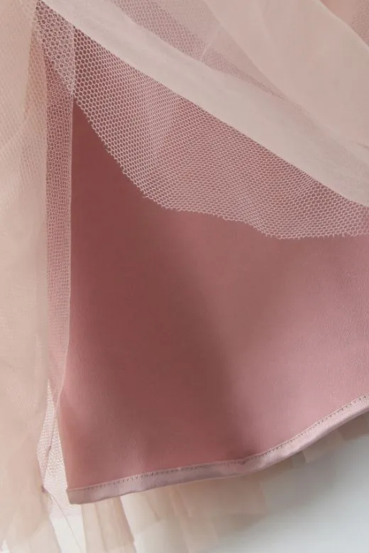 Kaya Bodycon Mini Wrap Tulle Dress - Oyster Pink
