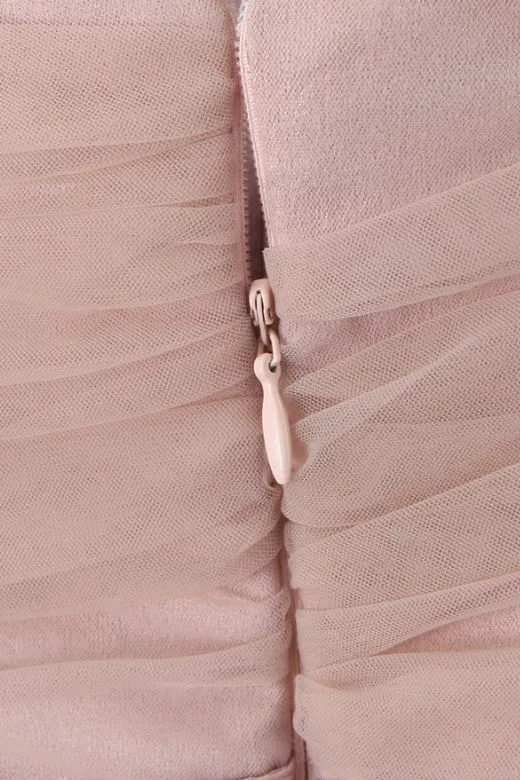 Kaya Bodycon Mini Wrap Tulle Dress - Oyster Pink