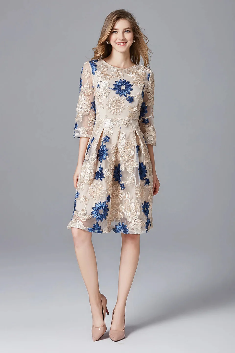 Lace Embroidered French Skirt Dress