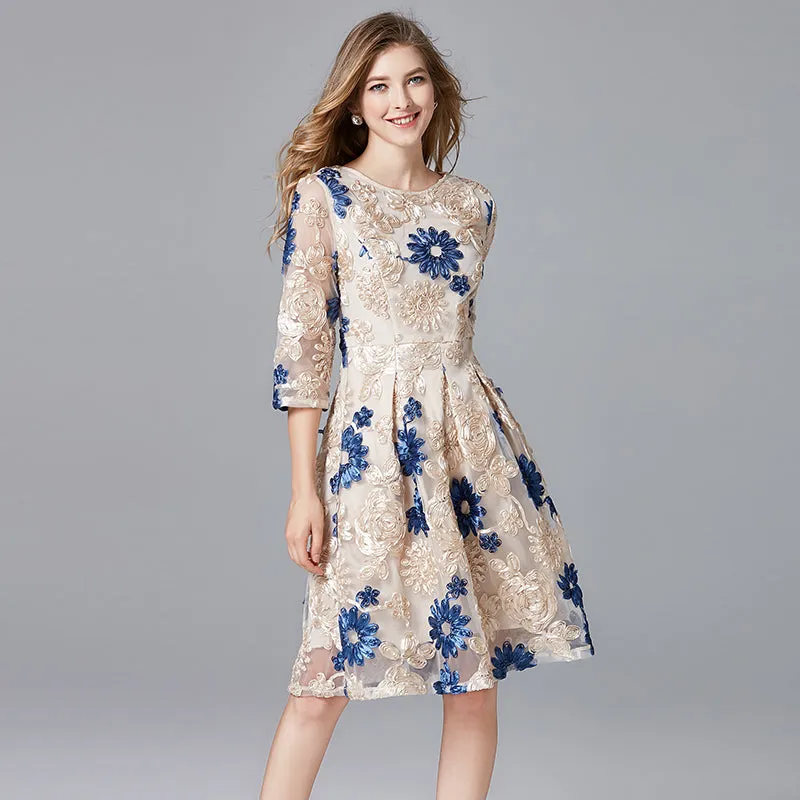 Lace Embroidered French Skirt Dress