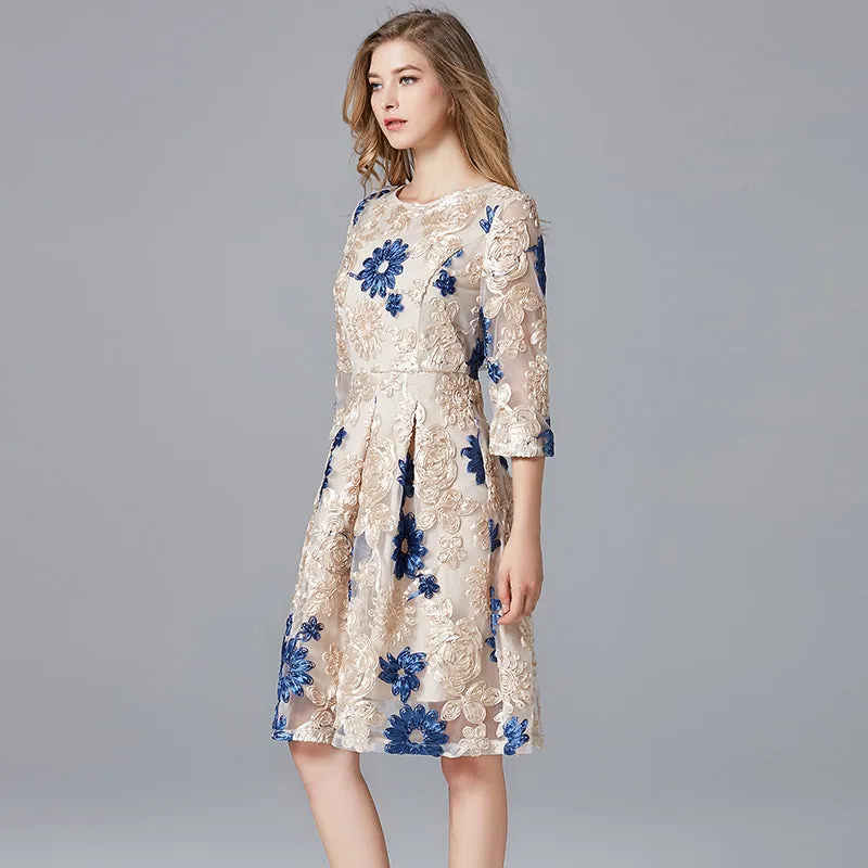 Lace Embroidered French Skirt Dress