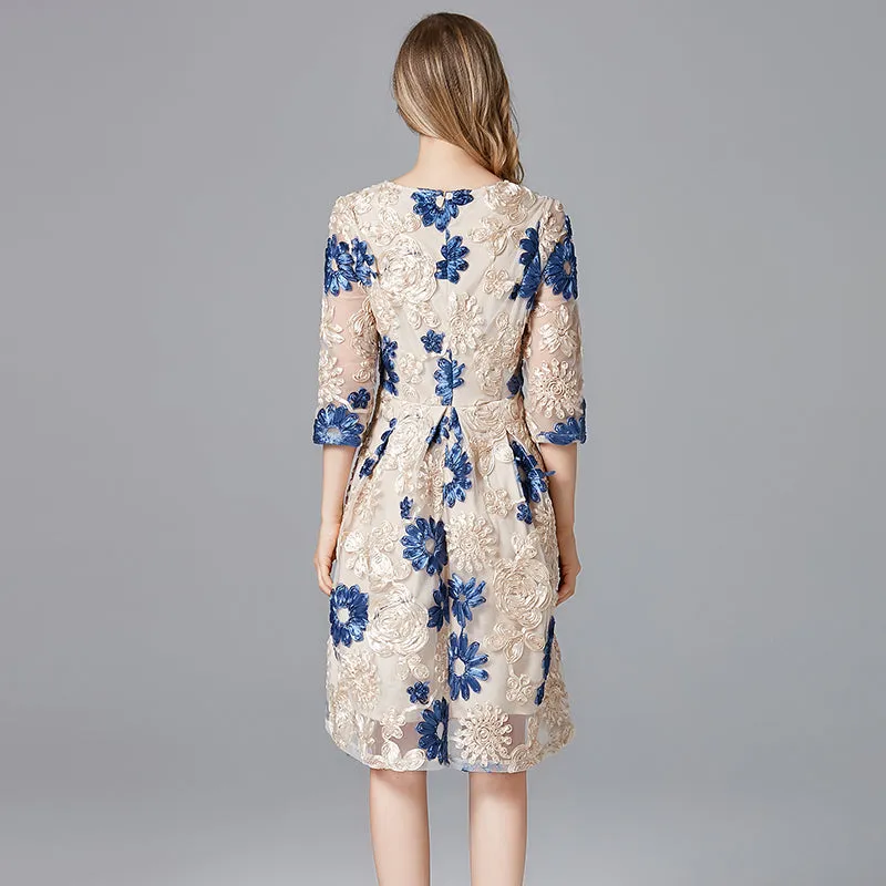 Lace Embroidered French Skirt Dress