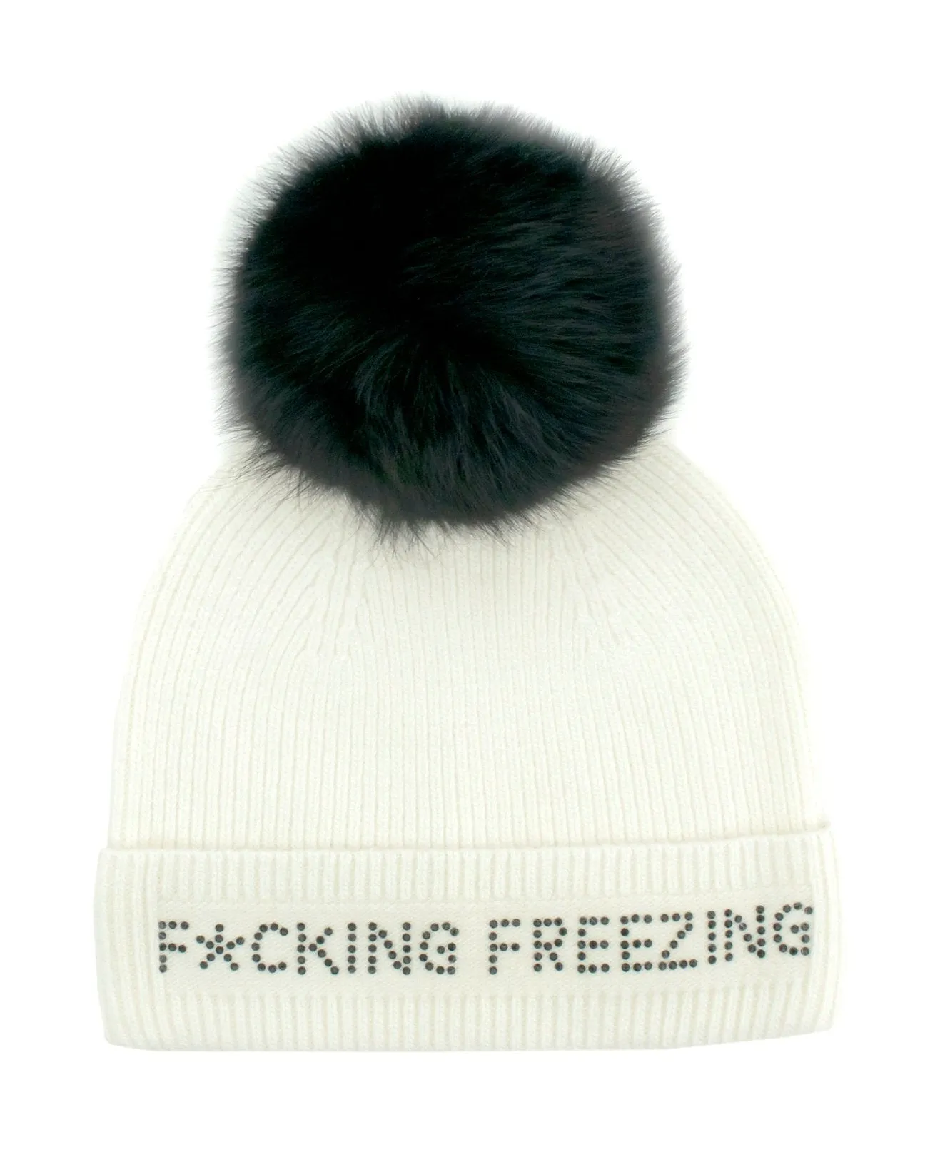 Mitchie's Matchings | F*cking Freezing Knitted Hat with Fox Fur Pom | Women's