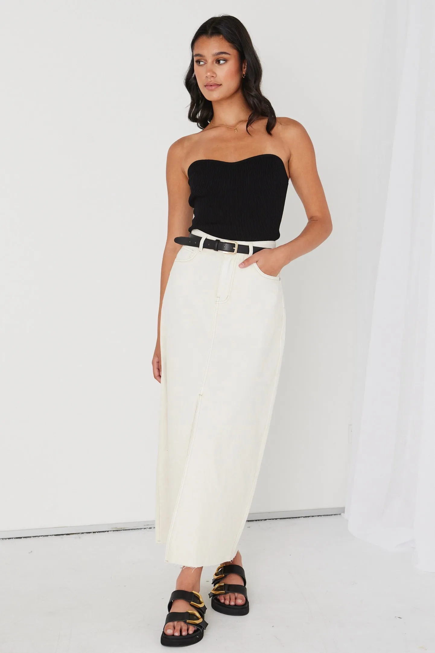 Mode Black Bandeau Knit Top