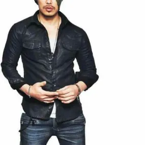 New Men's Real Lambskin Genuine Leather Shirt, Stylish Biker Shirt for men