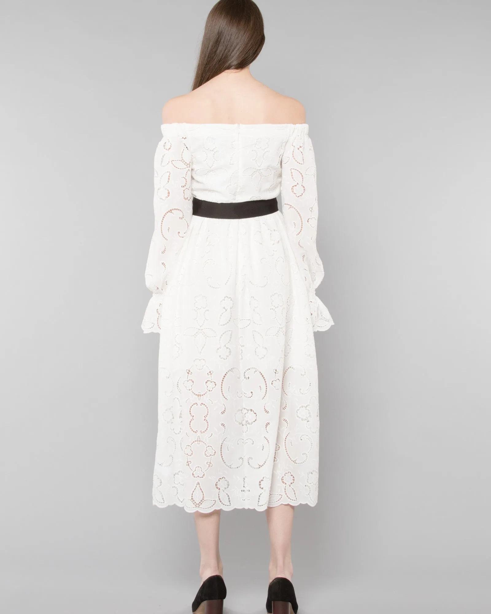 NWT Lily cutout embroidery off white crepe mini dress wedding gown by Perseverance London