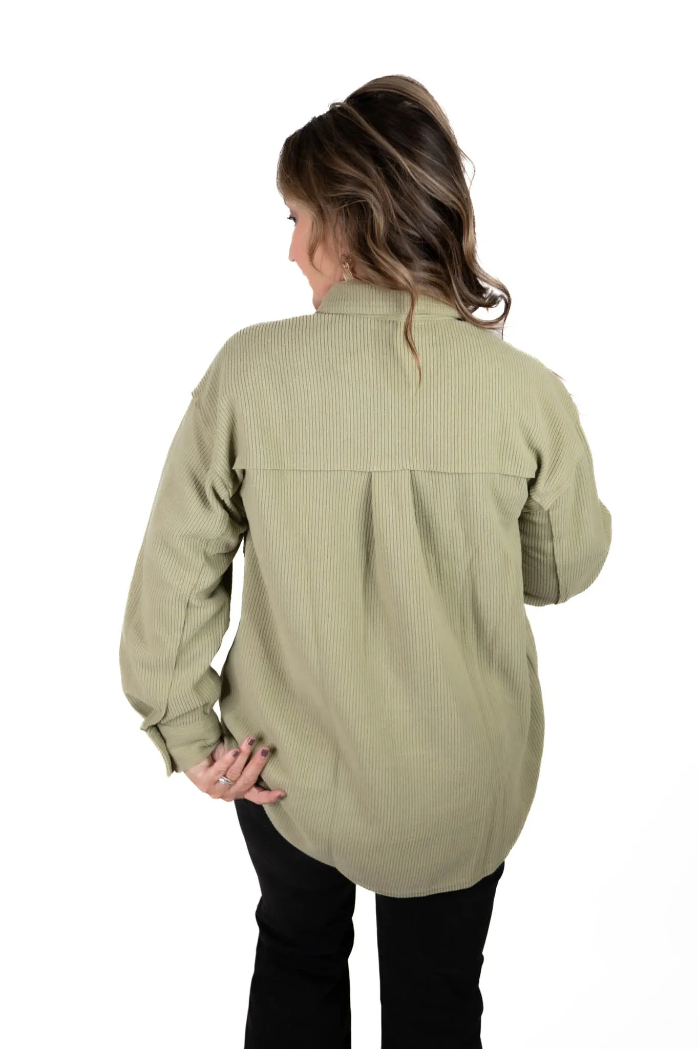 Olive Ribbed Shacket