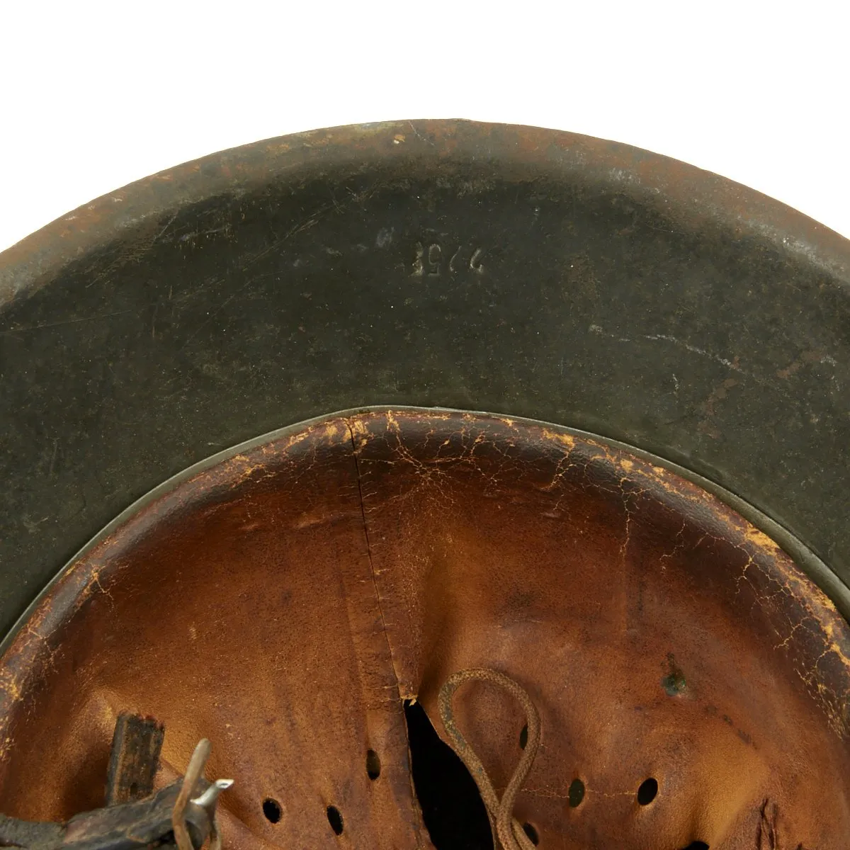 Original German WWII M42 SS Single Decal Helmet with Bring Back Certificate - Size 64