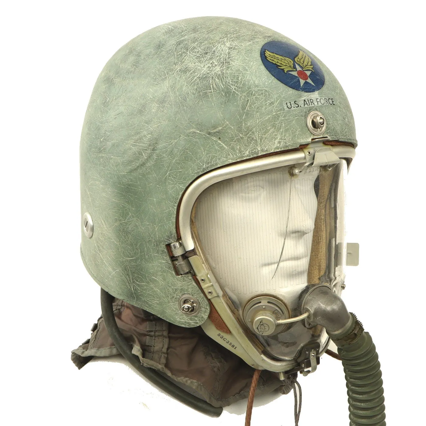 Original U.S. Cold War K-1 High Altitude Partial Pressure Helmet with Original Faceplate - Lockheed U-2 Spy Plane - Dated 1955