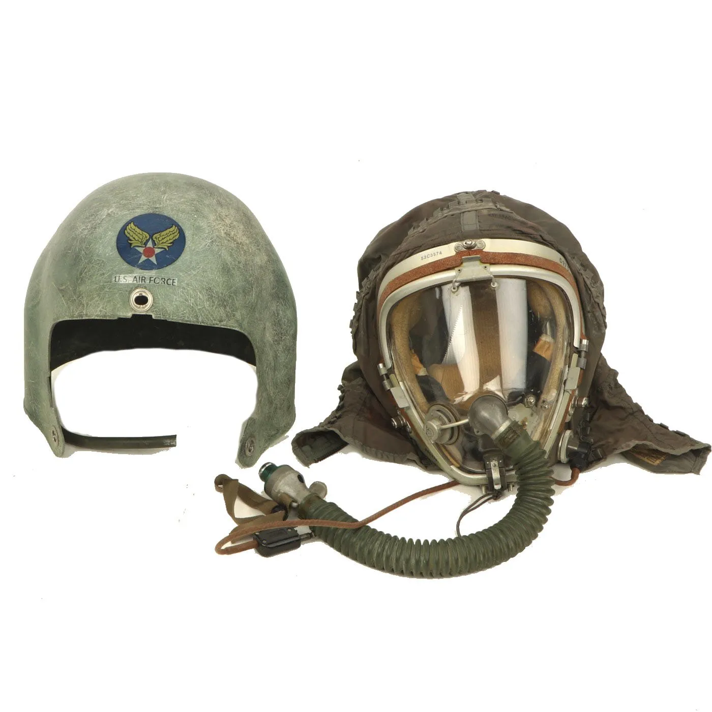 Original U.S. Cold War K-1 High Altitude Partial Pressure Helmet with Original Faceplate - Lockheed U-2 Spy Plane - Dated 1955