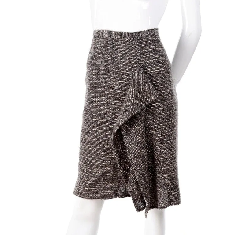 Pre-Fall 2009 Oscar de la Renta Skirt Brown & Cream Wool Mohair Alpaca Tweed