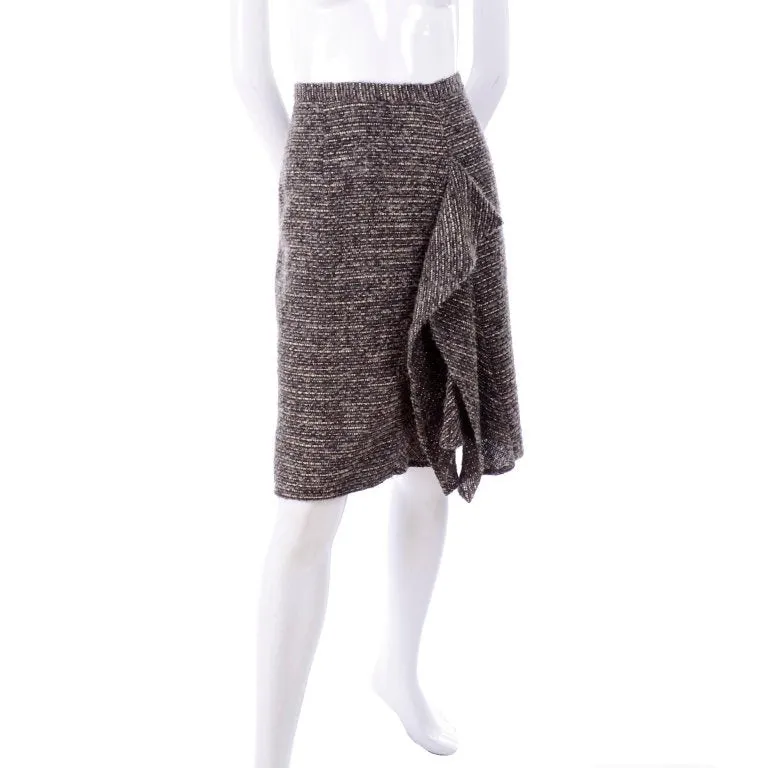 Pre-Fall 2009 Oscar de la Renta Skirt Brown & Cream Wool Mohair Alpaca Tweed