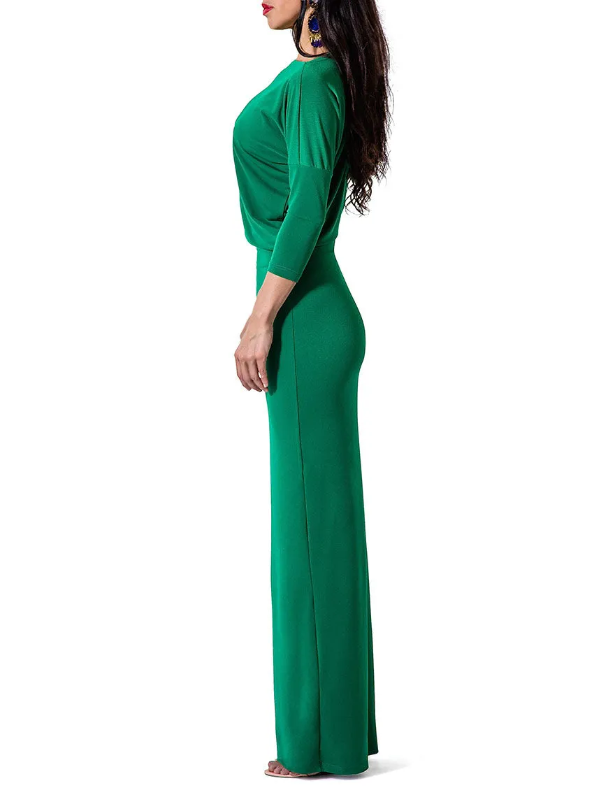 "Cindy" Drape Maxi Dress w/Side Slit