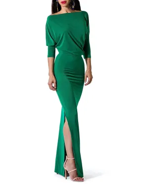 "Cindy" Drape Maxi Dress w/Side Slit
