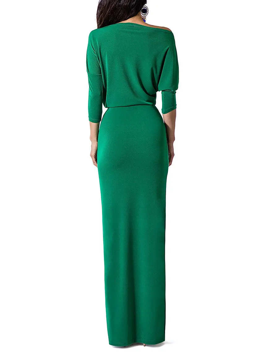 "Cindy" Drape Maxi Dress w/Side Slit