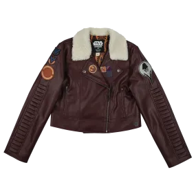 Rebel Faux Leather Cropped Moto Jacket