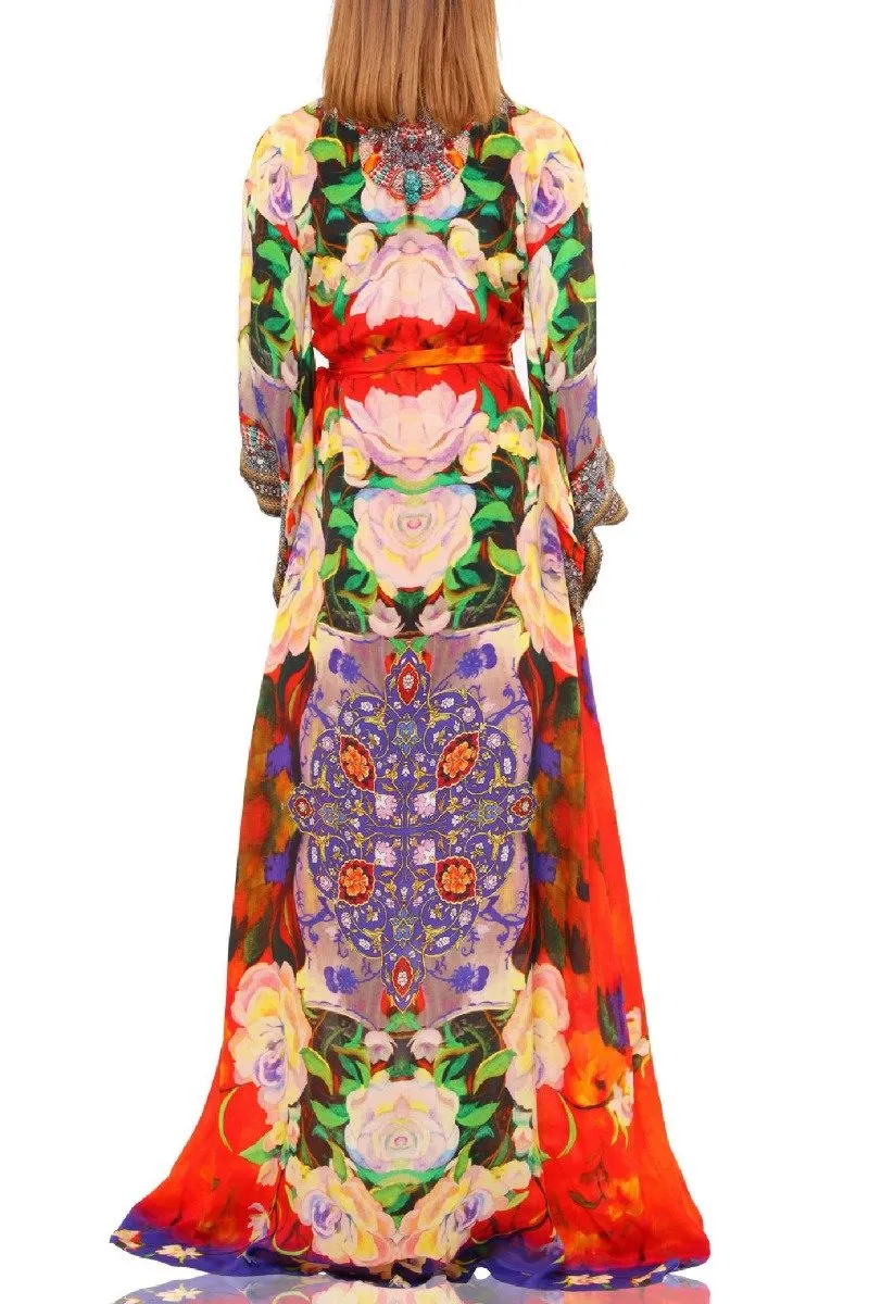 Red Floral Printed Wrap Dress